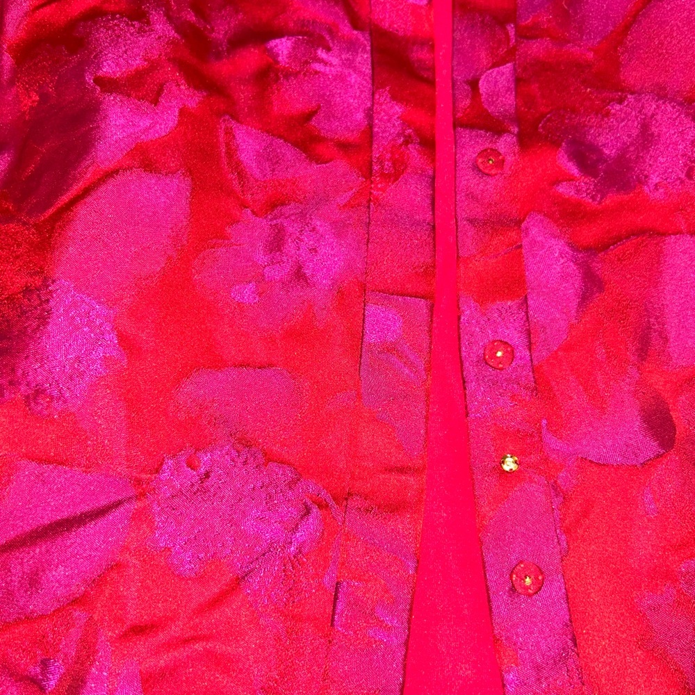 Elie Tahari Red Button Down Shirt - Picture 2 of 5